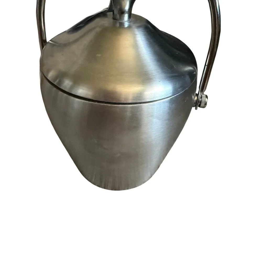 Brushed Stainless Steel Ice Bucket with Lid Handle and Drain Plate Insulated